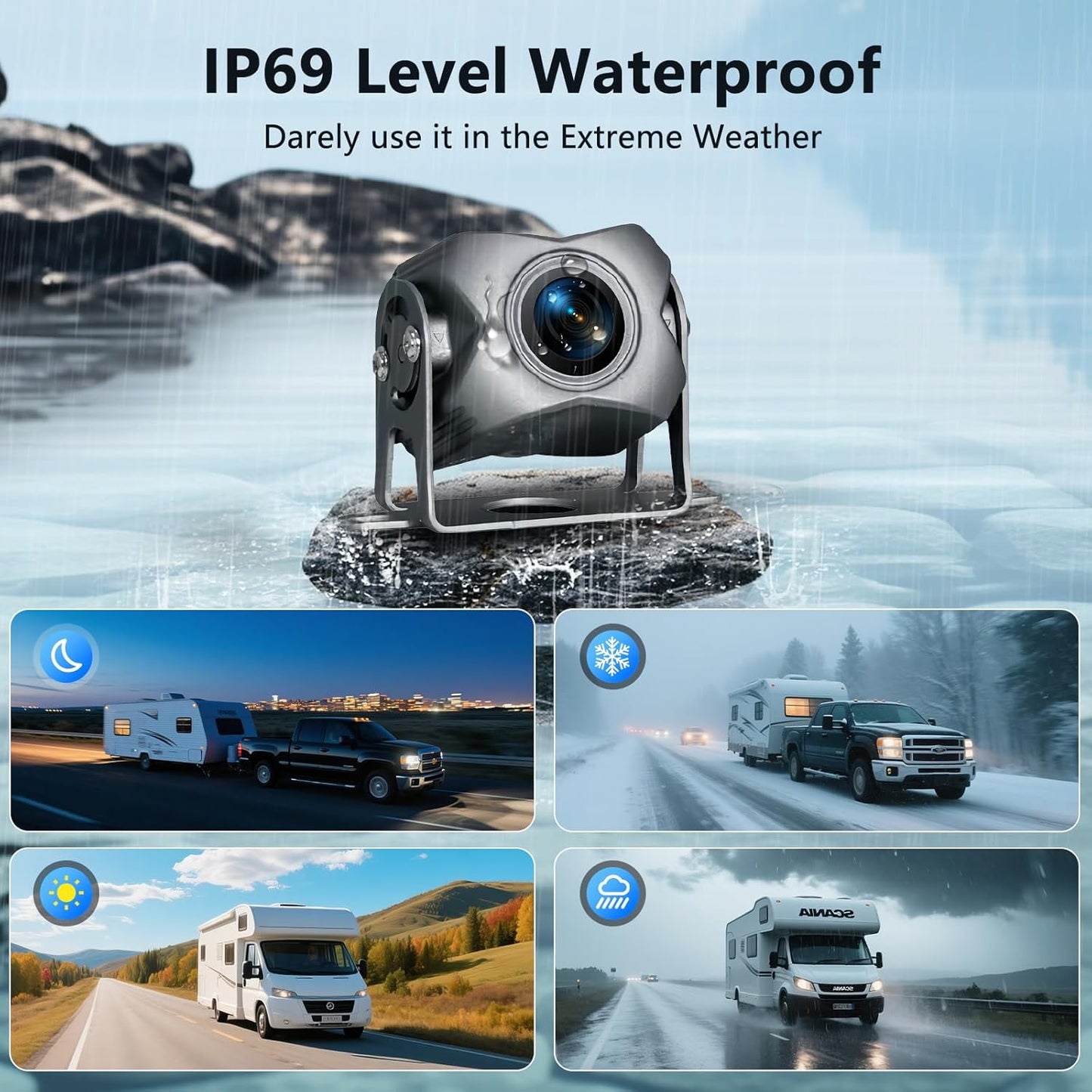 6 Channel Backup Camera System,1080P Rearview Camera with Carplay & Android Auto,GPS Navigation, Touchable 11 inch Monitor & Loop Recording DVR car Stereo, for RV/Truck/Trailer Pickup,128GB Card