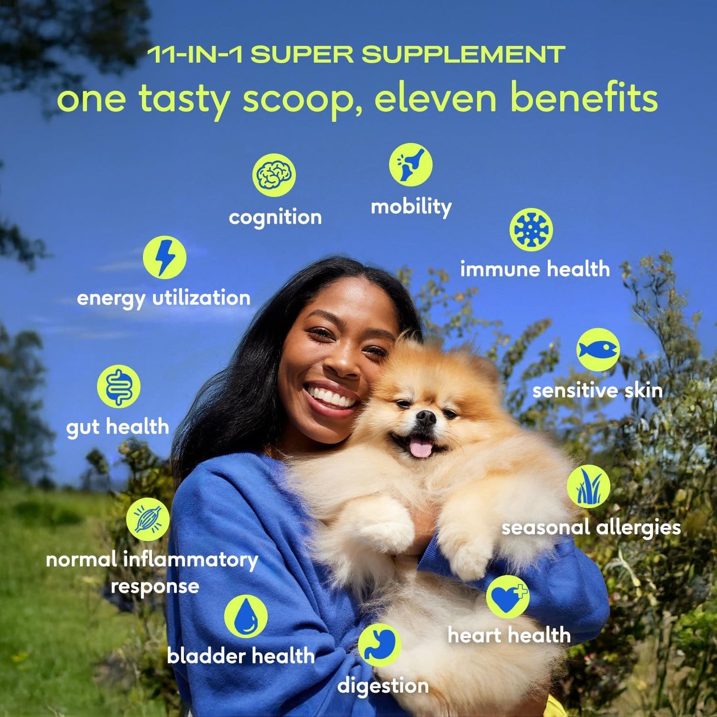 Native Pet Dog Vitamins & Supplements - 11-in-1 Multivitamin Powder for Dogs Food Topper - Collagen, Glucosamine, Probiotics, Omega & More- Supports Healthy Gut, Mobility & Overall Health -30 Scoops