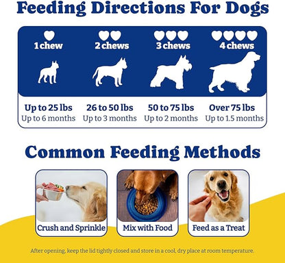 Probiotics for Dogs - Dog Probiotics for Digestive Health, Yeast, Itchy Skin, Gut Health, Immune & Skin - 6 Billion CFUs, Duck & Pear Flavor - with Prebiotics & Digestive Enzymes, 2 Pack