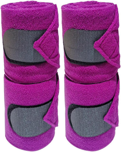 Horse Polo Leg Wraps Soft Fleece Wraps Equestrian Leg Bandage 4-Pack (Purple, Cob(8.2ft))