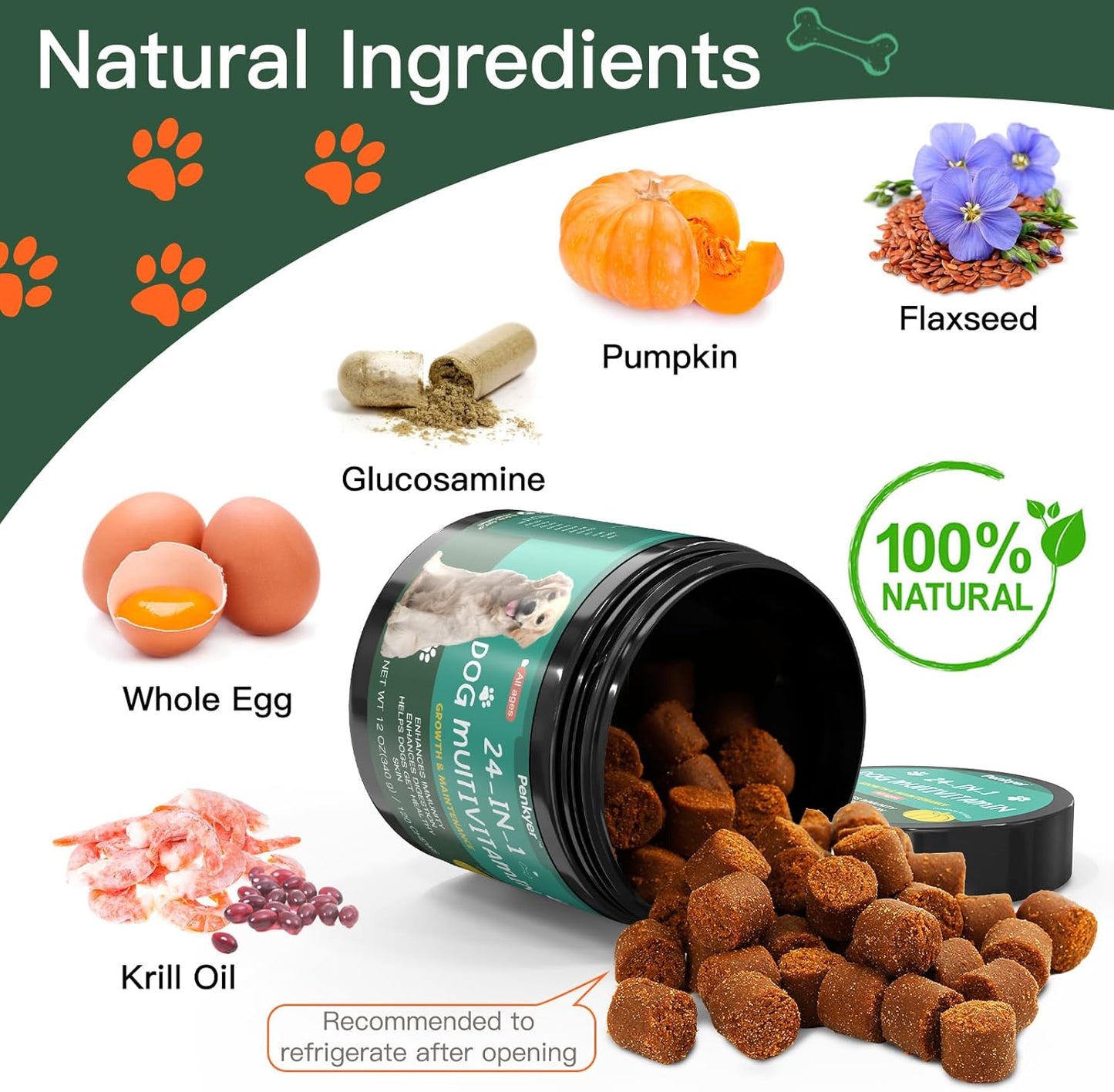 Dog Vitamins and Supplements, Senior & Puppy Multivitamin for Dogs Support with Glucosamine Chondroitin Omega Probiotics - Dog Multivitamins Chewable for Hip & Joint, Skin, Immune - (Chicken 120 Ct)