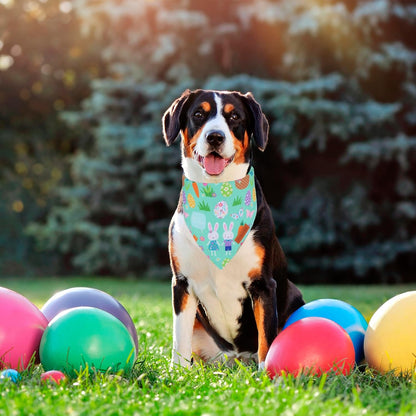 PTDECOR Easter Dog Bandana, Reversible Rabbit Easter Egg Dog Scarf, Multi Size, White Green Bandanas for Extra Large Dogs Pets (White&Green, X-Large)