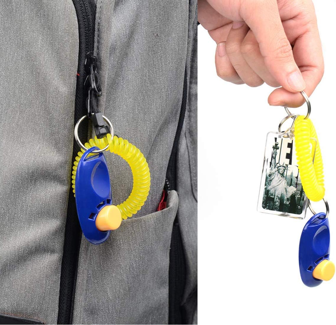 Rocutus 10-Piece Colorful Pet Training Clickers with Wrist Strap - Train Dogs, Cats, Horses & More