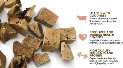 Organic Freeze Dried Dog & Cat Treats - Single Ingredient, Grain Free Food Toppers for Healthy Pets, No Fillers or Preservatives (3 Bag, Beef)