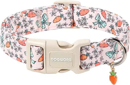 DOGWONG Easter Dog Collar-Cute Pink Easter Carrot Dog Collar, Easter Pet Collars Puppy Collar Gifts with Quick Release Buckle for Girl&Female Dogs,XS