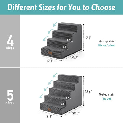 Dog Stairs for Small Dogs, 5 Tier Wider Pet Stairs for High Beds, 23.6" H Non-Slip Dog Steps for Old Cats, Puppies, Small Medium Dogs, 29.5x19.7x23.6 inch, Dark Grey