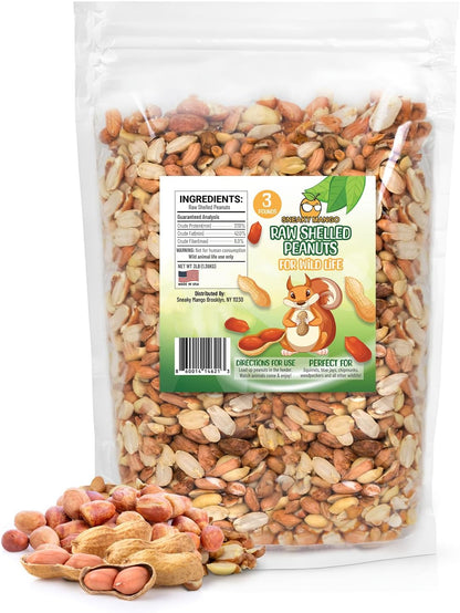 Premium Quality Raw Out of Shell Peanuts - 3 Pound - Shelled Peanuts for Birds – Wildlife Quality - Food for Squirrels, Deer, Birds, and Other Wildlife Animals – Grown in The USA