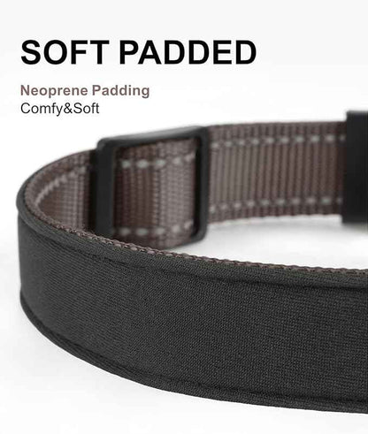 TagME Airtag Dog Collar,Waterproof Reflective Pet Collar with Airtag Holder,Soft Padded and Double D-Rings for Extra Large Dogs,Brown