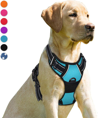 BARKBAY No Pull Dog Harness Front Clip Heavy Duty Reflective Easy Control Handle for Large Dog Walking(Blue,S)