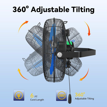 12 Inch Wall Fan Pro Series - Indoor High Velocity Wall Mount Fan for Commercial, Residential, Warehouse, Covered Patio, Shop, Garage, Barn, Gazebo 3 Speed 2800 CFM UL Safety Listed