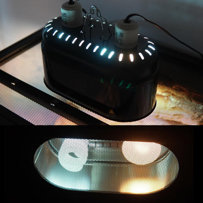Reptile Dual Light Fixture, Double Deep Dome for Reptile Light/Heat Lamp/UVB Light, Snap-on Lamp Fixture Holder for Beared Dragon/Snake/Turtle/Lizard Tank Accessories