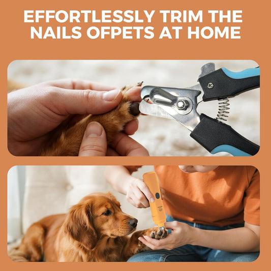 PAPIFEED Pet Nail Grinder for Dogs,3-Speed Rechargeable Dog Nail Trimmers and Professional Clippers,Paws Grooming Kit for Small Medium Large Dogs Cats - Orange