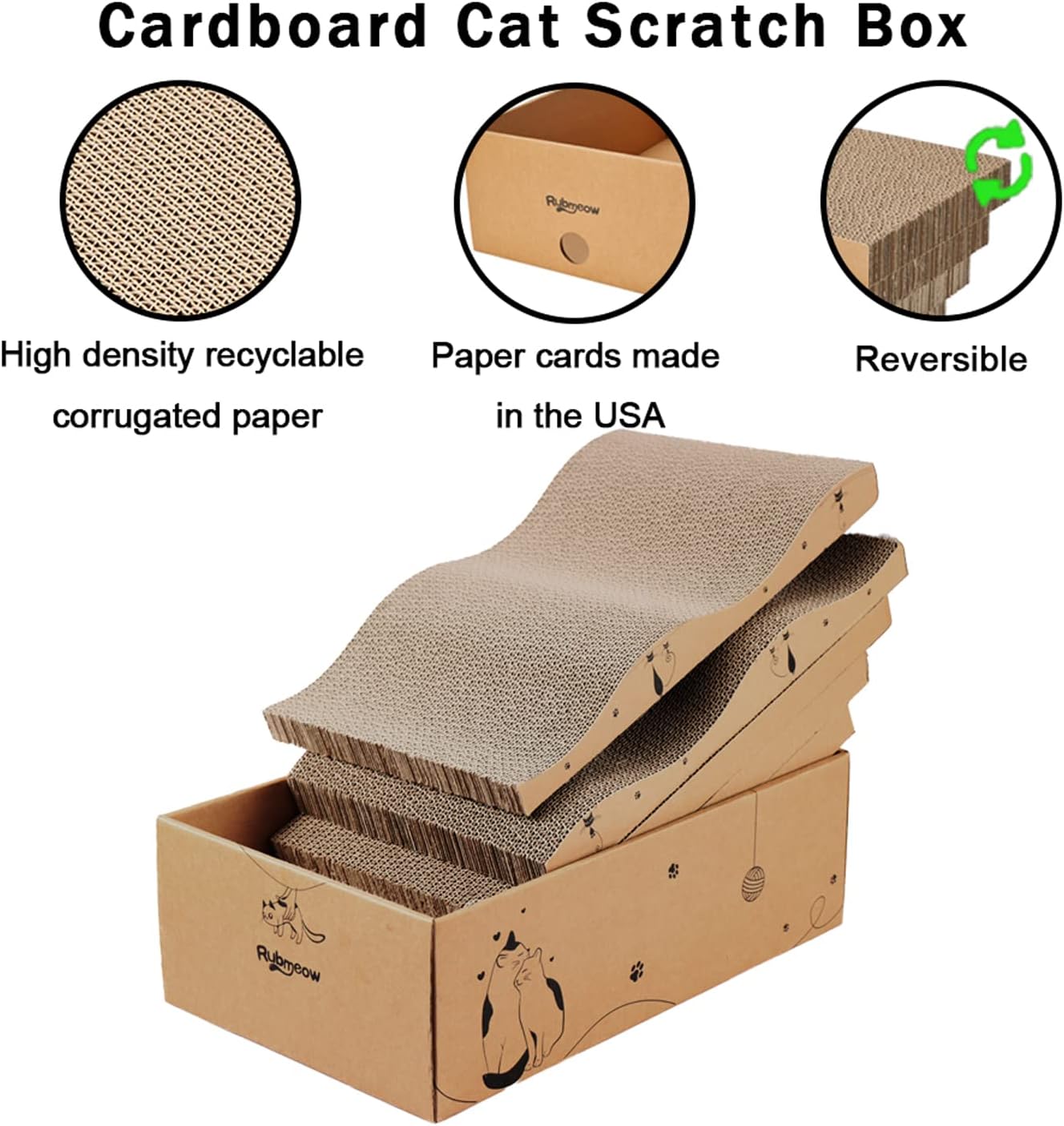 Cat Scratcher Cardboard Scratch Pad Box for Indoor Cats,5pcs Scratching Board Bed Reversible Durable,with Catnip