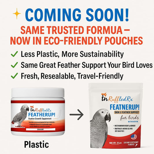 FeatherUp! Bird Vitamins with Biotin for Beautiful Plumage - Feather Growth Supplements for Parrots - 90 gm - 240 Servings