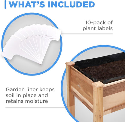 Jumbl Raised Canadian Cedar Garden Bed | Elevated Wood Planter for Growing Fresh Herbs, Vegetables, Flowers, Succulents | 72x23x30”