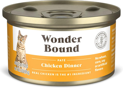 Amazon Brand - Wonder Bound Wet Cat Food, Paté, No Added Grain, 3 oz cans, Pack of 24 (Chicken)