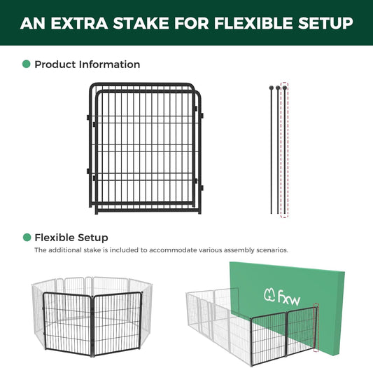 FXW Homeplus Unleashed Indoor Dog Playpen - Stress-Free and Safe Play, Heavy Duty 32 Inch 2 Wire Panels Dog Pen for Small and Medium Dogs, Black│Patented