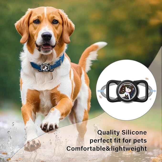 Waterproof Dog Collar Holder, Silicone & ABS Holder for Dog & Cat Collars, Ultra-Durable, Lightweight and Protective Case (Black&Black-1, Regular)