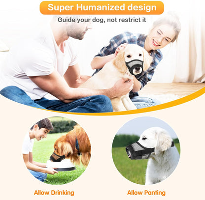 Dog Muzzle, Soft Mesh Muzzle for Small Dog Mouth Guard, Breathable Adjustable Puppy Muzzles to Prevent Biting, No Bark Muzzle for Dogs Allow Panting Drinking (Black, S)