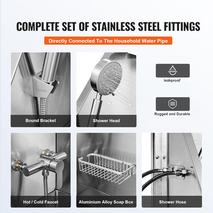 VEVOR 50" Pet Dog Bathing Station w/Stairs, Professional Stainless Steel Dog Grooming Tub w/Soap Box, Faucet,Rich Accessory, Dog Bathtub for Large,Medium,Small Pets, Washing Sink for Home Left