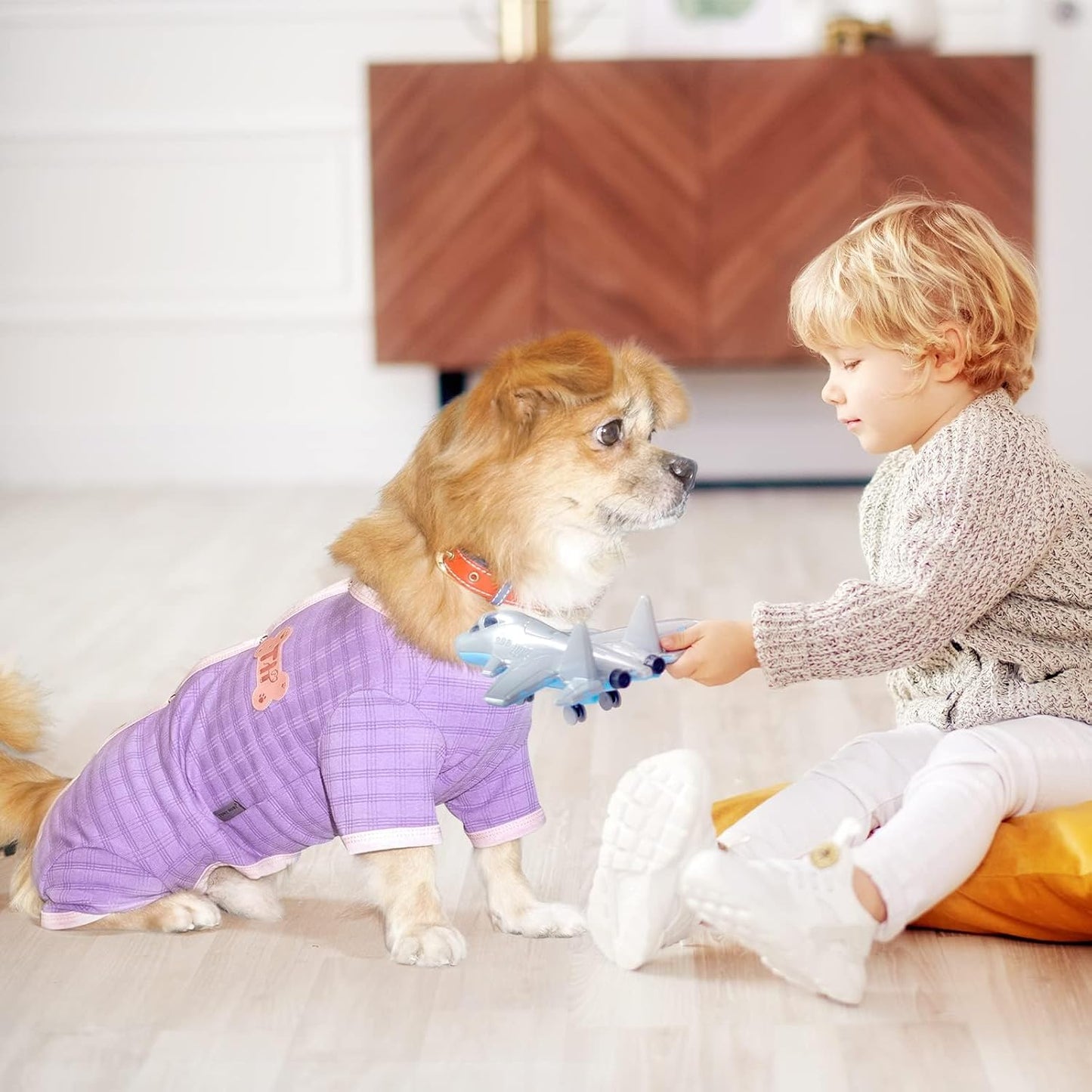 TONY HOBY Dog Pajamas, Dog Recovery Suit After Surgery, Soft Dogs Jumpsuit Shirts for Small Medium Dogs (Purple, Boy, XL)