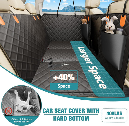 Waterproof Dog Car Seat Cover for Back Seat – Heavy Duty Back Seat Extender for Dogs with Hard Bottom, 7-Layer Protection, Non-Slip & Scratchproof, Easy to Install (Black) - Pawvie