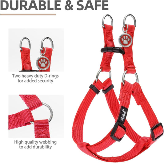 PUPTECK No Pull Dog Harness Soft Adjustable Basic Nylon Step in Puppy Vest Outdoor Walking with ID Tag X-Small Red