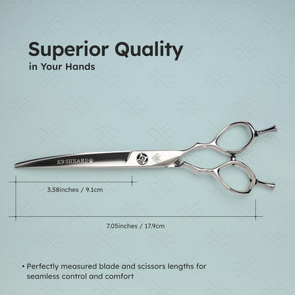 7” Curved Dog Grooming Scissors｜VG10 Japanese Steel Professional Pet Grooming Shears for Cats & Dogs｜Face, Paws, Ears & Tail Precision Trimming｜Lightweight Ergonomic Handcrafted Design｜K9 Shears