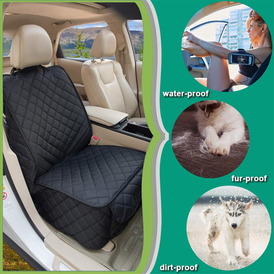 Waterproof Front Seat Cover Dog Car Seat Covers Nonslip and Full Protection with Side Flaps Fits Most Cars, Trucks, SUVs(Black, 1Pack) - Pawvie