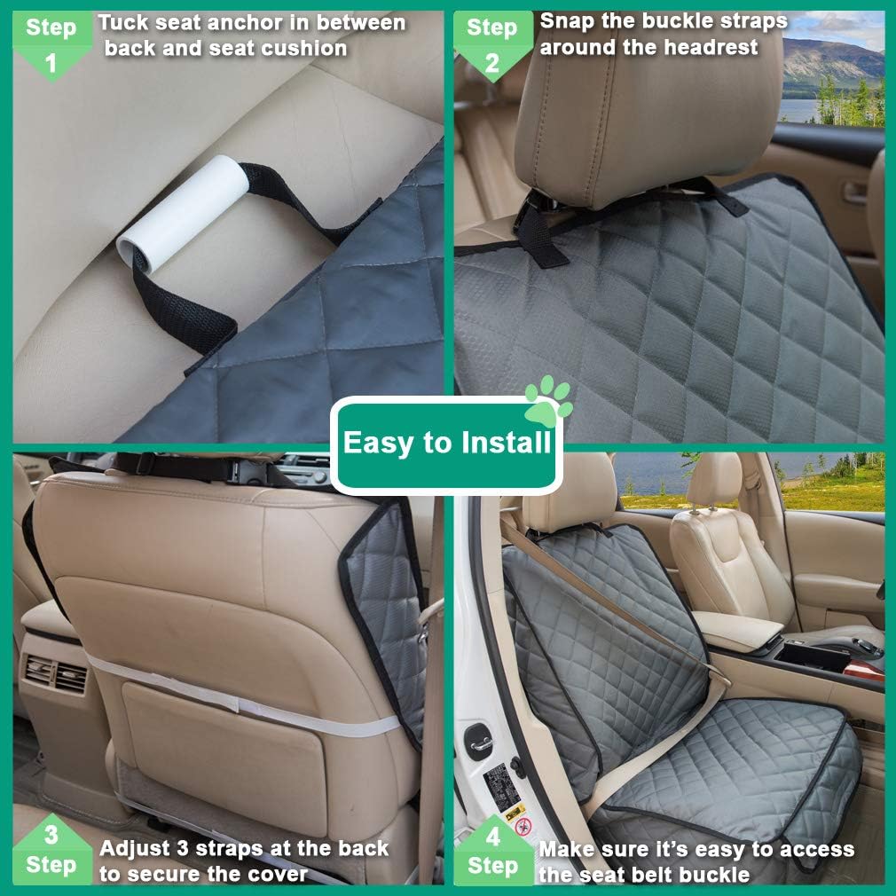 Waterproof Front Seat Cover Dog Car Seat Covers Nonslip and Full Protection with Side Flaps Fits Most Cars, Trucks, SUVs(Grey, 1Pack) - Pawvie
