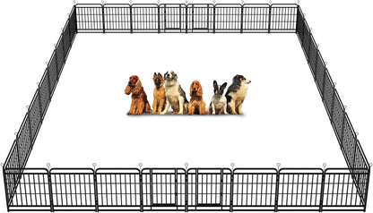 Dog Playpen Outdoor 32 Panels Heavy Duty Dog Fence 32" Height with Thick Pipe Anti-Rust with Doors Portable for RV Camping Yard, Total 71FT, 406 Sq.ft, Snowy Black
