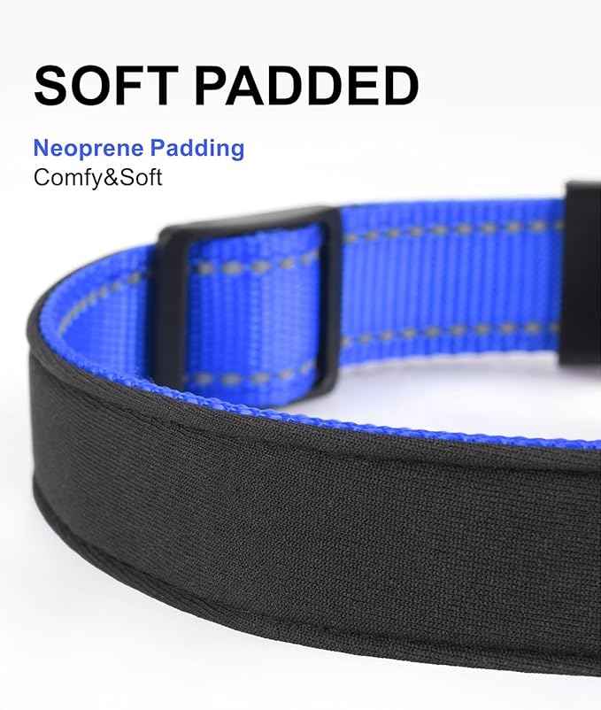 TagME Airtag Dog Collar,Waterproof Reflective Pet Collar with Airtag Holder,Soft Padded and Double D-Rings for Medium Dogs,Navy Blue