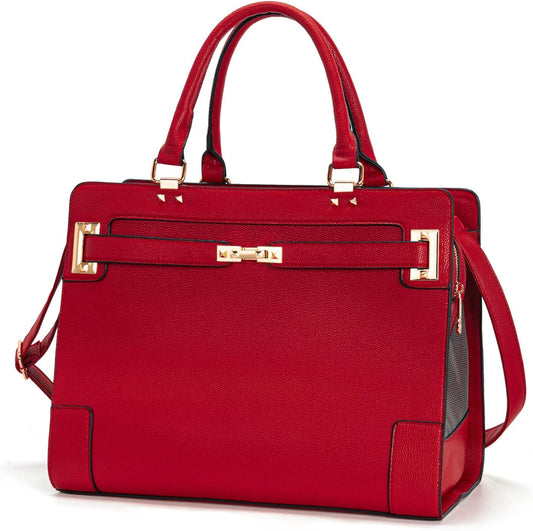Fashion Pet Carrier Dog Cat Carrier Purse Soft-Sided Leather Handbag Pet Tote Bag for Small Dogs Puppy and Cats TSA Airline Approved (Red)