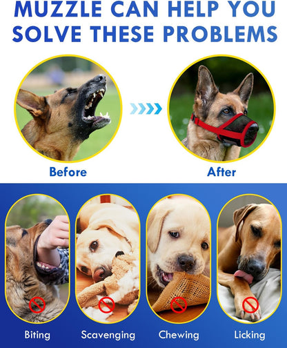 Dog Muzzle, Soft Air Mesh Muzzle for Small Medium Large Dogs Anti Biting Barking Chewing, Breathable Drinkable Adjustable Loop Pets Muzzle for German Shepherd Husky Labrador Retriever (Red,XL)