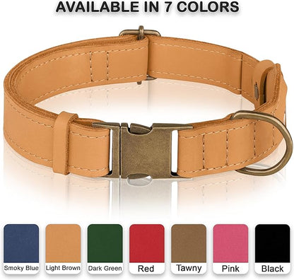 AirTag Dog Collar - Genuine Leather Dog Collar with Apple AirTag Holder and Metal Buckle - Smart GPS Tracking Pet Collars (Light Brown, XS, 9"-12" Neck Fit)