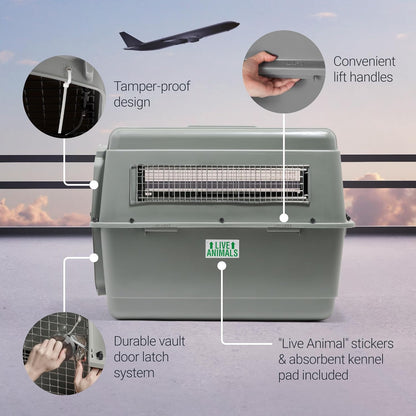 Petmate Sky Kennel - For Air and Travel, Airline Approved Dog Crate for Pets 90-125 lbs, Heavy Duty Dog Kennel, Made in the USA- 48 Inches