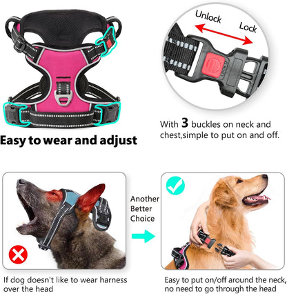 Timos No Pull Dog Harness, No Choke Front Lead Dog Reflective Harness, Adjustable Soft Padded Pet Vest with Easy Control Handle for Small Medium Large Dogs, S