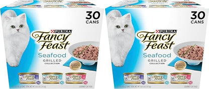 Fancy Feast Purina Grilled Wet Cat Food Seafood Collection in Wet Cat Food Variety Pack - 3 oz. Cans,(Pack of 60)