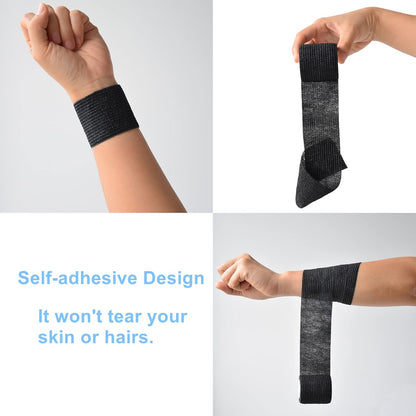 9 Pack 2" x 5 Yards Self Adhesive Bandage Wrap Self Stick Wrap for Ankle, Wrist, Finger, Sports, Breathable Cohesive Vet Tape for Pets (Black)