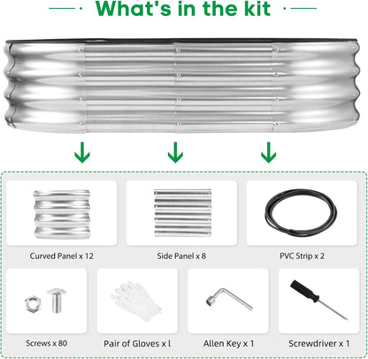 JERIA Raised Garden Bed,Galvanized Raised 2 Pcs 4×2×1ft Planter Boxes Outdoor with Easy Assembly, Large Garden Bed for Vegetables, Fruits, Flower