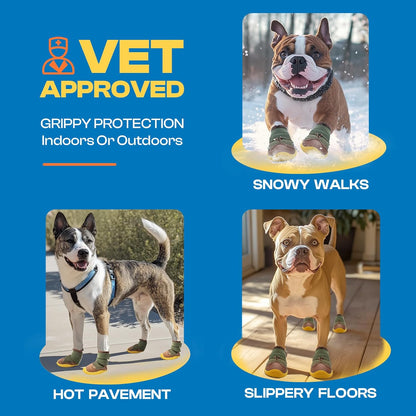 Dog Shoes for Large Dogs, Medium Dog Boots & Paw Protectors for Hardwood Floors, Outdoor Dog Booties for Hot Pavement Winter Snow Hiking, Breathable Dog Shoes with Reflective Strips Size 6