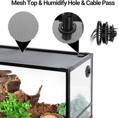 Double Stacked Reptile Tank, 24" x 18" x 44" Tall Reptiles Terrarium, Front Opening, Full Vision, Knock Down, 2 Pack 34 Gallon Glass Cage for Reptile, Bearded Dragon, Lizard, Snake, Gecko