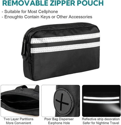 Hands Free Dog Leash with Pouch, Double Leash for Two Dogs, Retractable Bungee with Double Padded Handles, Dog Waist Leash for Dog Walking, Running Leash for Dogs, Dog Walking Accessories