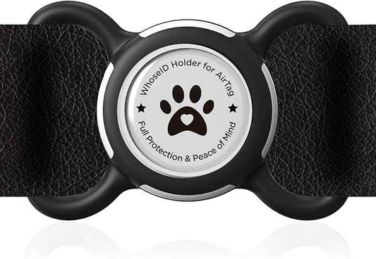 Airtag Dog Collar Holder, Durable & Lightweight Airtag Case, Slide-on Waterproof Protective Air Tag Holder for Dog Collar - for Dogs and Cats (Black, Large)