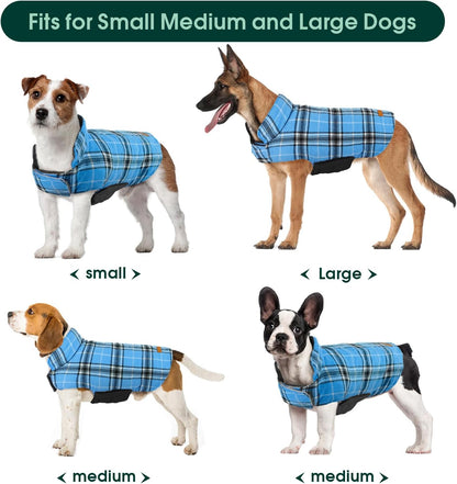 Kuoser Warm Dog Coat, Waterproof Dog Jacket for Extra Large Dogs, Adjustable Durable XXXL Doggie Winter Coat Reversible Puppy Cold Weather Apparel for Large Breed, Blue 3XL