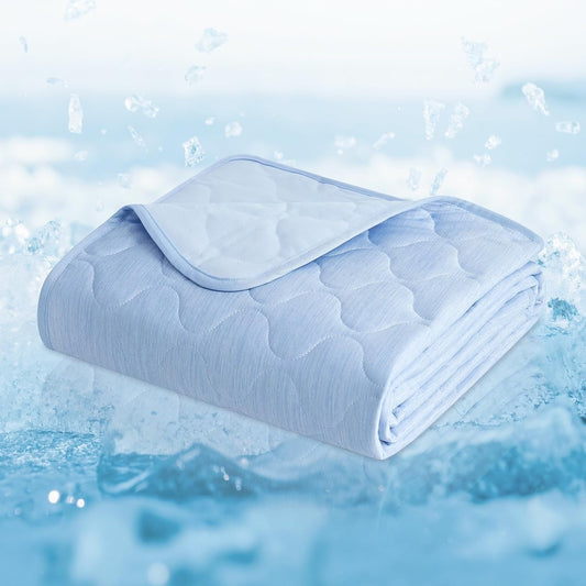 Cozy Bliss Leakproof Cooling Blanket for Large Dogs – Q-Max>0.4, Durable & Washable Dog Cooling Mat for Hot Weather, Soft Pet Throw & Couch Protector for Dogs & Cats, 40x60 Inch, Heather Cool Blue