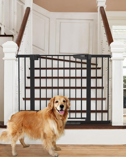 Cumbor 29.7-46" Baby Gate for Stairs, Mom's Choice Awards Winner-Auto Close Dog Gate for The House, Gifts for Mom, Easy Install Pressure Mounted Pet Gates for Doorways, Black