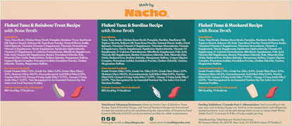 Made by Nacho Flaked Filets Recipe in Bone Broth, Grain-Free Chef's Selects Wet Food for Cats Balanced Diet in Naturally Hydrating Pumpkin-Infused Broth (3.0 oz (Pack of 12), Flaked Fish Variety Pack)