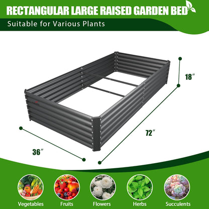 A ANLEOLIFE 6X3X1.5 ft Galvanized Raised Garden Beds Outdoor, Rectangular Metal Planter Box for Planting Vegetables Flowers Herb, Anti-Rust & Easy-Setup, Quartz Grey