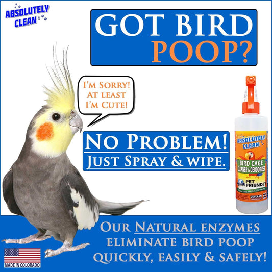 Absolutely Clean Amazing Bird Cage Cleaner and Deodorizer - Just Spray/Wipe - Safely & Easily Removes Bird Messes Quickly and Easily - Made in The US - Fragrance Free (16oz Pack of 1)